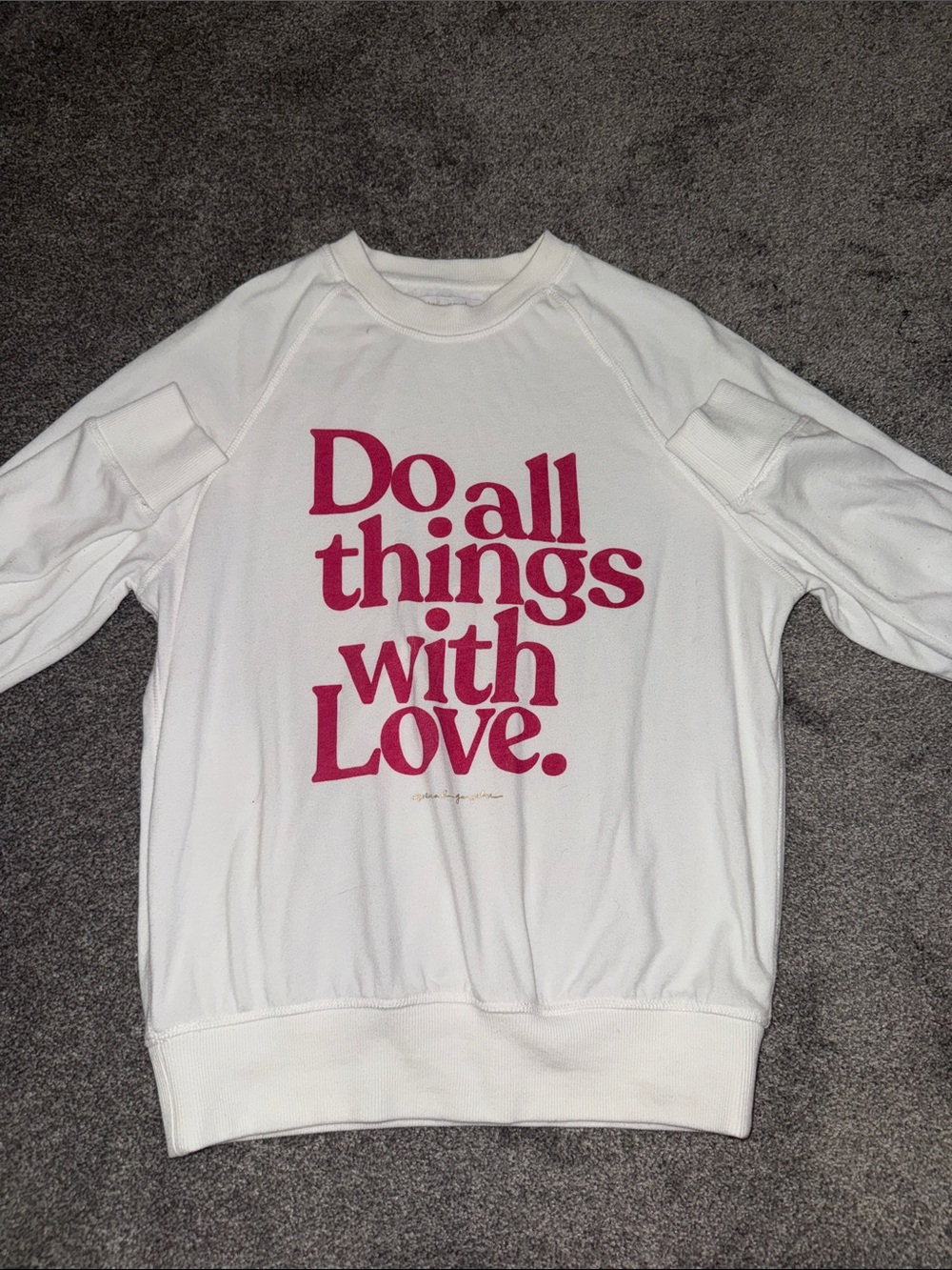 Spiritual Gangster White Crewneck Sweatshirt with Pink Script